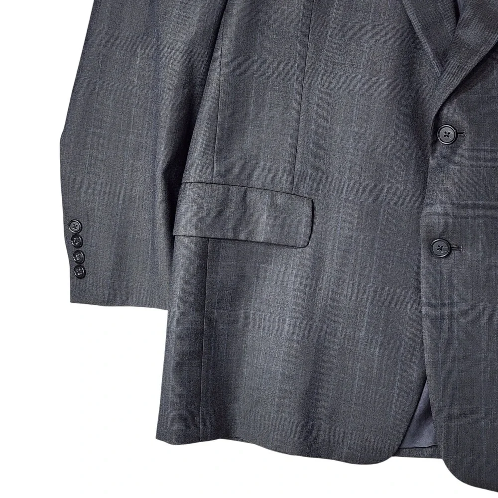 Vtg Hart Schaffner Marx 2 pc Suit 43R 44R Men Gray Gold Trumpeter Wool USA 38x28